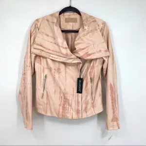 Blank NYC Jacket Hippie Dipper Tie Dye Pink Hues Woman's Size Medium Moto Style
