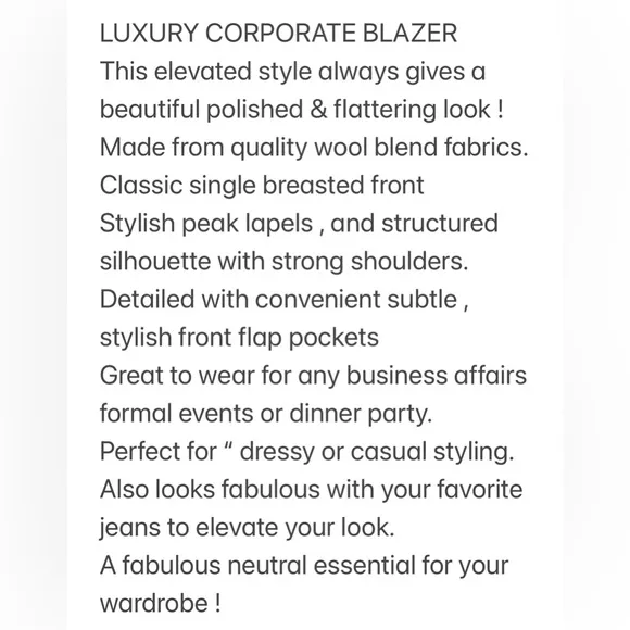 Blazer Executive Power Suit Career Office Dress Jacket Evan Picone Black Size 12