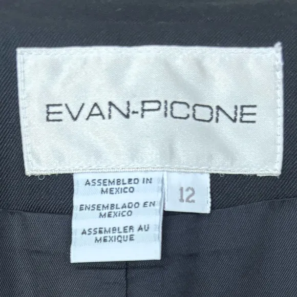 Blazer Executive Power Suit Career Office Dress Jacket Evan Picone Black Size 12