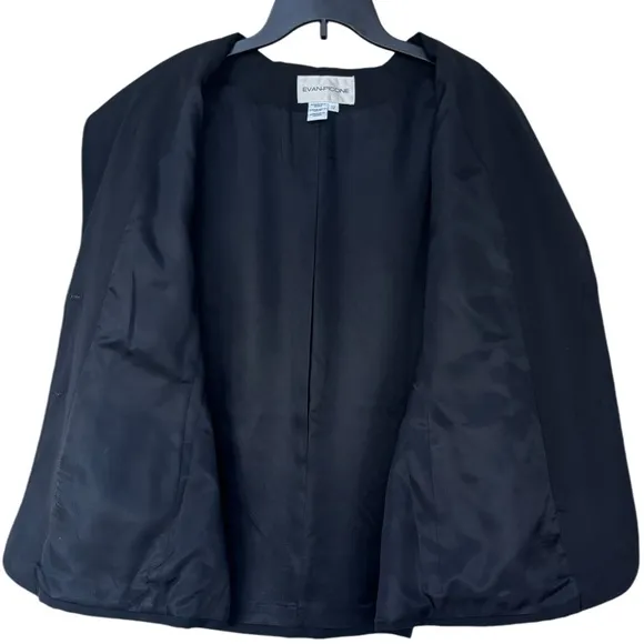 Blazer Executive Power Suit Career Office Dress Jacket Evan Picone Black Size 12