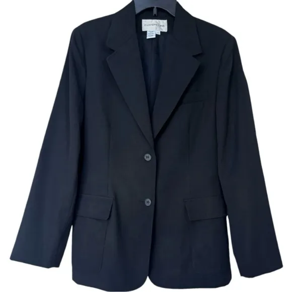 Blazer Executive Power Suit Career Office Dress Jacket Evan Picone Black Size 12