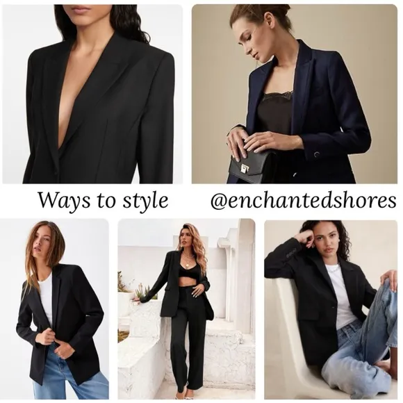 Blazer Executive Power Suit Career Office Dress Jacket Evan Picone Black Size 12