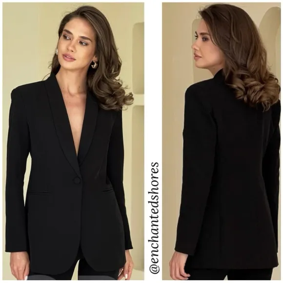 Blazer Executive Power Suit Career Office Dress Jacket Evan Picone Black Size 12