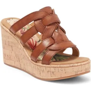 BOC by Born Cora Wedge Sandals Woven Slip On Platform Dark Tan Size 9 NEW