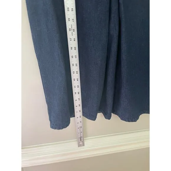 Boden Classic Preppy Fall Dark Wash Denim Pleat Front Midi Jean Skirt 6R