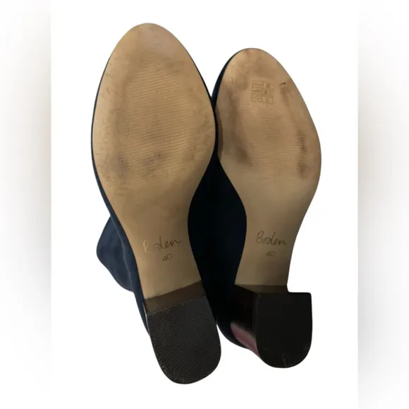 Boden Navy Blue Faux Suede Stretch Knee High Pull On Boots UK 40-US 9