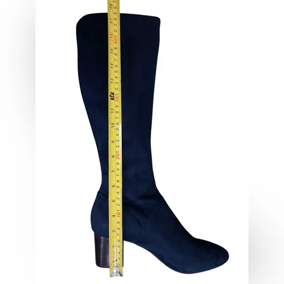 Boden Navy Blue Faux Suede Stretch Knee High Pull On Boots UK 40-US 9