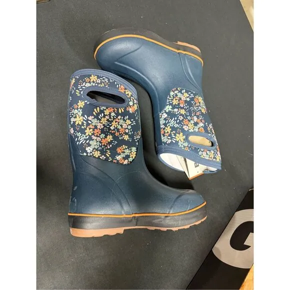 Bogs Kids Classic II Water Garden Rubber Rain Boots Indigo Multi Floral 3