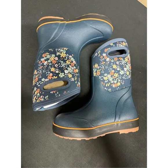 Bogs Kids Classic II Water Garden Rubber Rain Boots Indigo Multi Floral 3