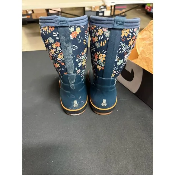 Bogs Kids Classic II Water Garden Rubber Rain Boots Indigo Multi Floral 3