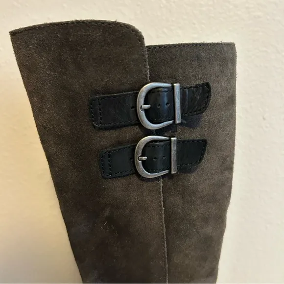 Born grey distressed genuine suede knee high western boots pointed toe size 6.5