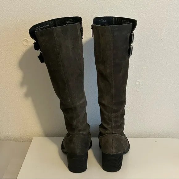 Born grey distressed genuine suede knee high western boots pointed toe size 6.5
