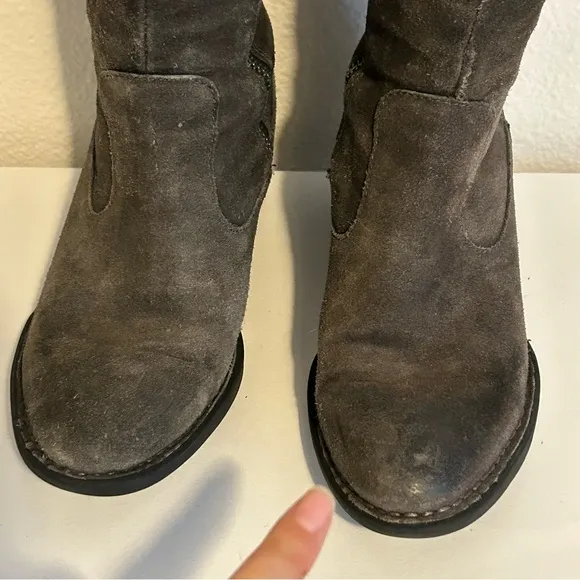Born grey distressed genuine suede knee high western boots pointed toe size 6.5
