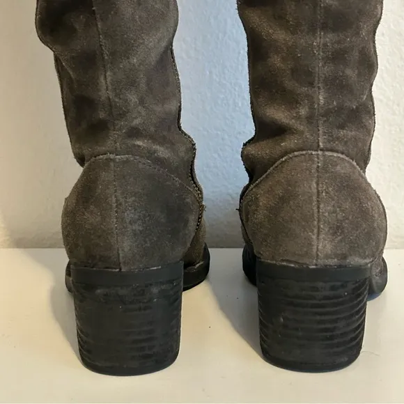 Born grey distressed genuine suede knee high western boots pointed toe size 6.5
