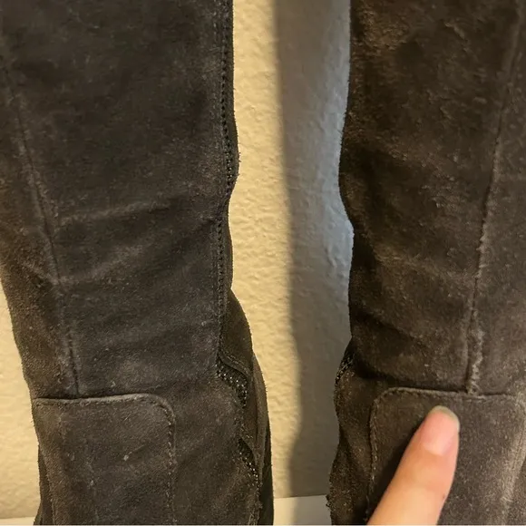 Born grey distressed genuine suede knee high western boots pointed toe size 6.5