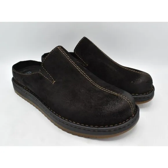 Born Mens Size 9 Jude Black Distressed Leather Slip On Mules Shoes