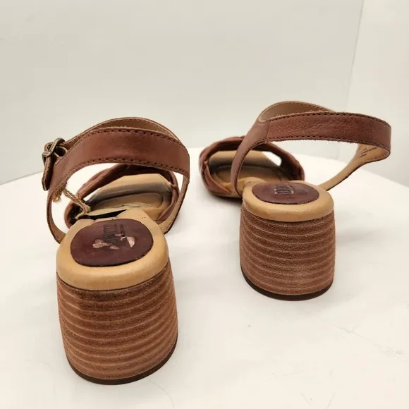 Born sandals women's 9M brown woven leather Shonie block heel cottage new $130