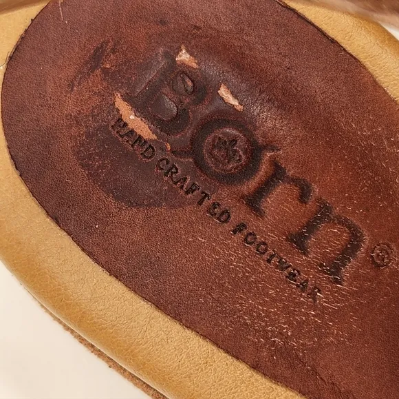 Born sandals women's 9M brown woven leather Shonie block heel cottage new $130