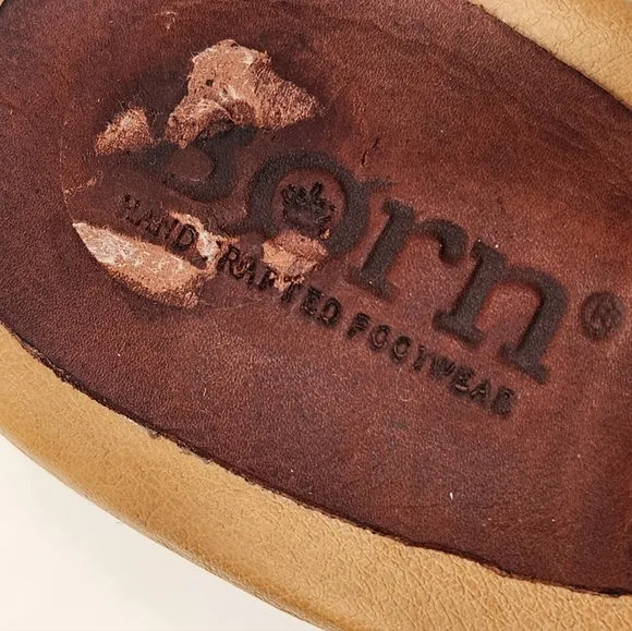 Born sandals women's 9M brown woven leather Shonie block heel cottage new $130