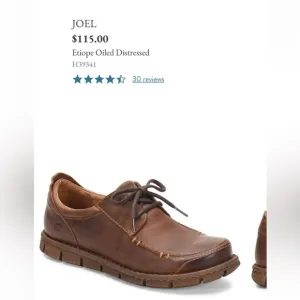 BORN Sz 11 Joel Brown Oiled Lace-up Rugged Leather Oxford Shoes Orig $115