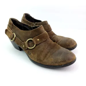 Born Zowy Womens Size 9.5 Brown Leather Western Cowboy Ankle Booties Shoes