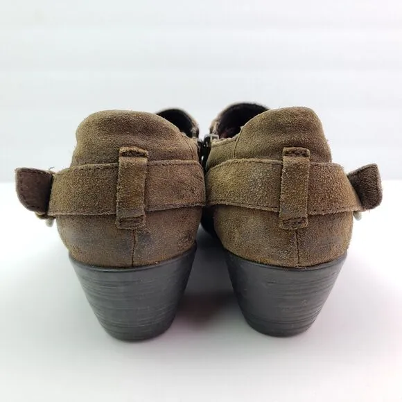 Born Zowy Womens Size 9.5 Brown Leather Western Cowboy Ankle Booties Shoes