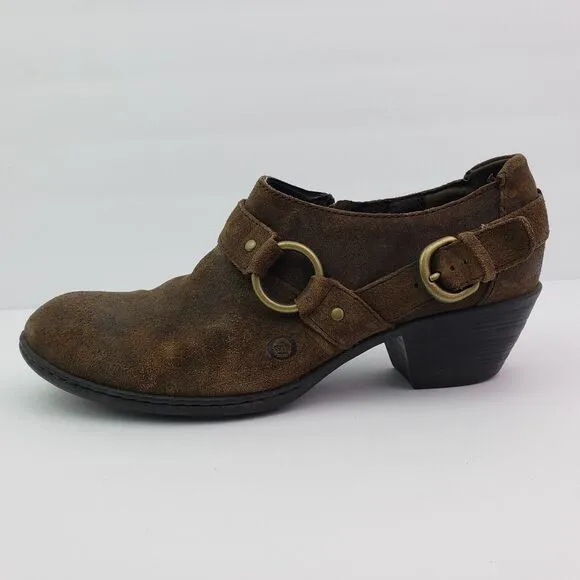 Born Zowy Womens Size 9.5 Brown Leather Western Cowboy Ankle Booties Shoes