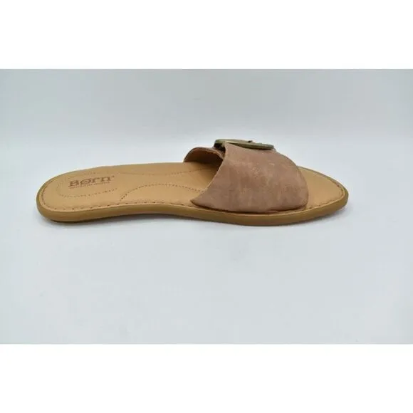 Born Womens Size 11 Miarra Brown Slip on Buckle Leather Sandals Shoes