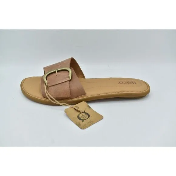 Born Womens Size 11 Miarra Brown Slip on Buckle Leather Sandals Shoes