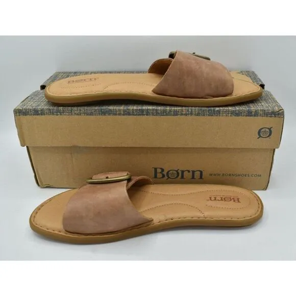 Born Womens Size 11 Miarra Brown Slip on Buckle Leather Sandals Shoes