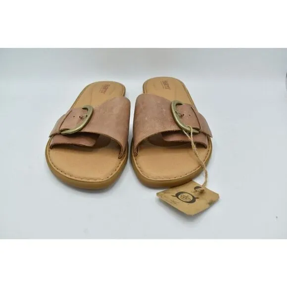 Born Womens Size 11 Miarra Brown Slip on Buckle Leather Sandals Shoes