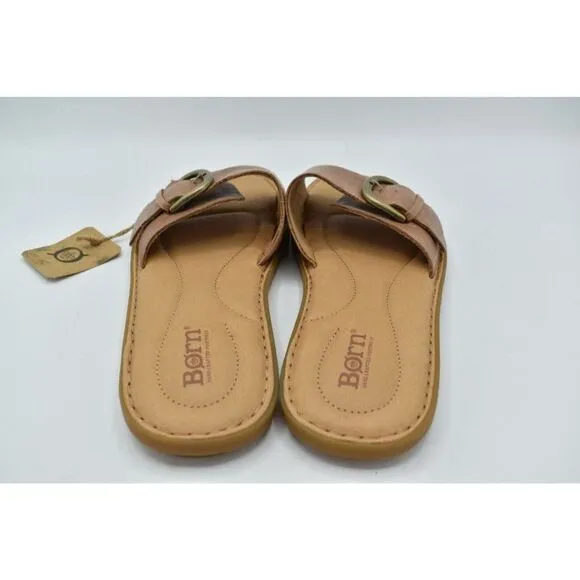 Born Womens Size 11 Miarra Brown Slip on Buckle Leather Sandals Shoes