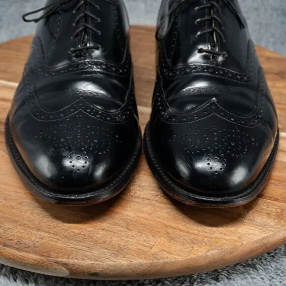 BOSTONIAN Wing Tip Lace Up Shoes Mens 11 D/B Black Leather Made in USA