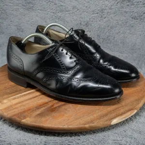 BOSTONIAN Wing Tip Lace Up Shoes Mens 11 D/B Black Leather Made in USA