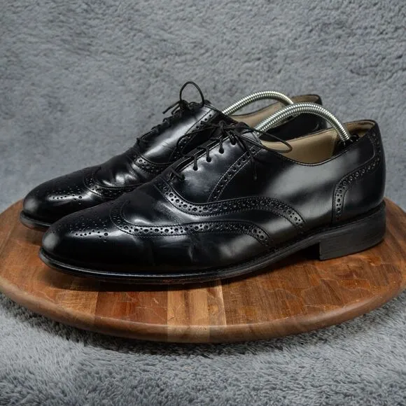 BOSTONIAN Wing Tip Lace Up Shoes Mens 11 D/B Black Leather Made in USA