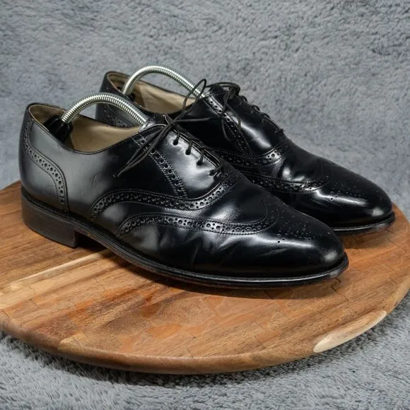 BOSTONIAN Wing Tip Lace Up Shoes Mens 11 D/B Black Leather Made in USA