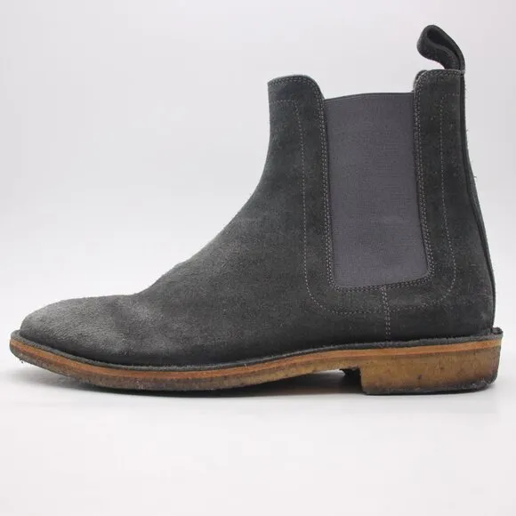 Bottega Veneta Mens Size 40 Black Gray Suede Chelsea Ankle Boots