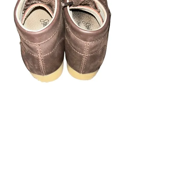Boys FOOTMATES Wally Lace-Up Wallabee Leather Moccasin brown booties size 12