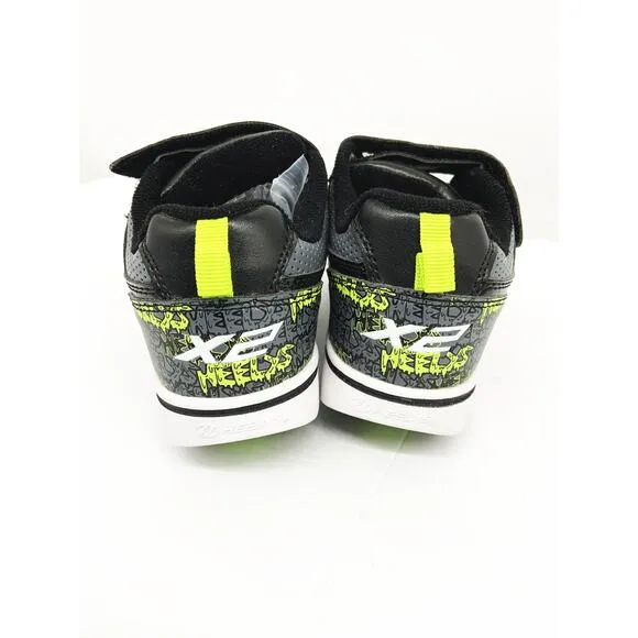 Boys Heelys Bolt X2 Black Gray Lime Green Skate Shoes Size 13C