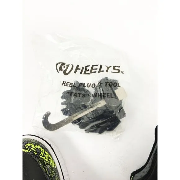 Boys Heelys Bolt X2 Black Gray Lime Green Skate Shoes Size 13C