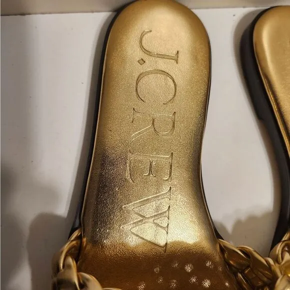 Brand New J. Crew &quot;Georgina&quot; Gold Woven Leather Padded Sandals Sz.7 Ret.$175