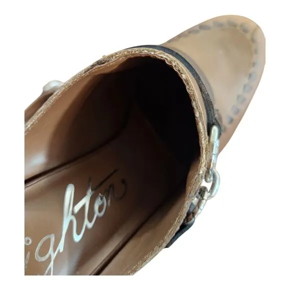 Brighton womens mules shoes sz 8 brown silver slip on heel clog leather