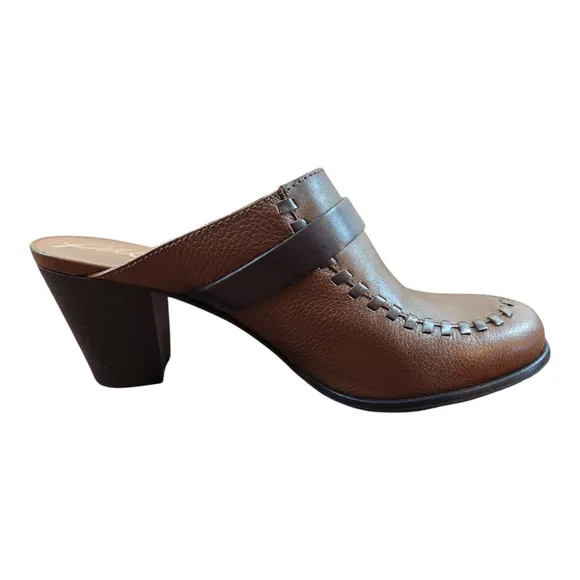 Brighton womens mules shoes sz 8 brown silver slip on heel clog leather