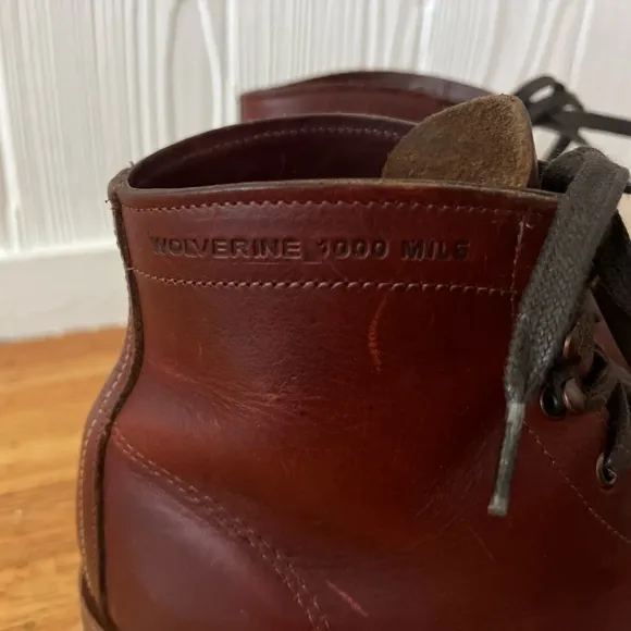Brown Leather Wolverine 1000 Mile Lace-Up Boots