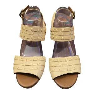 Bueno Sunshine Cream Woven Leather Sandals Size 42 US 11