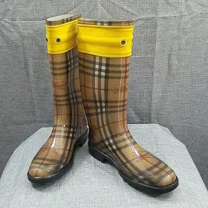 Burberry Wharton Haymarket classic check tall rainboot  women's sz 38