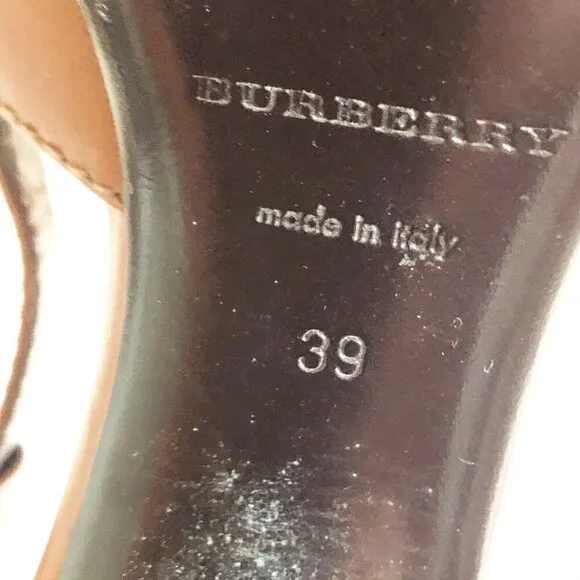 BURBERRY Women’s Sz 39 US 8.5 Carmel Brown Equestrian Style Sling Back Heels