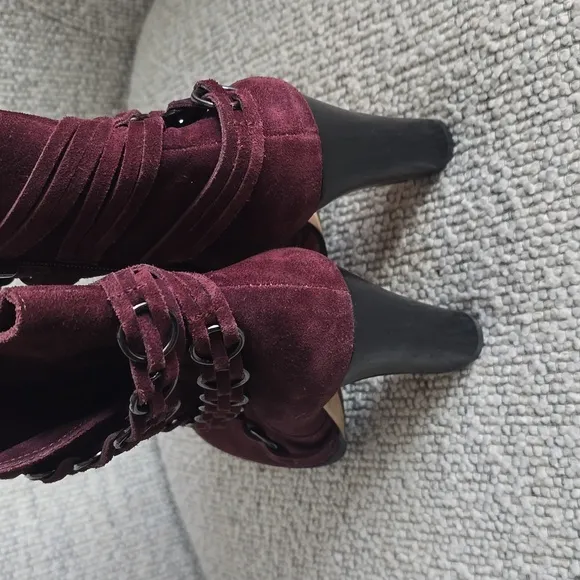 Burgandy Suede Boots 8.5