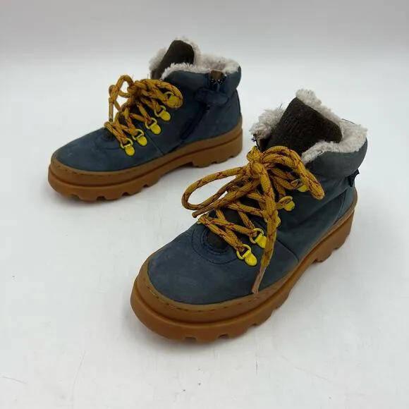 Camper Brutus Navy Blue Leather &amp; Nubuck Ankle Boots Lug Sole