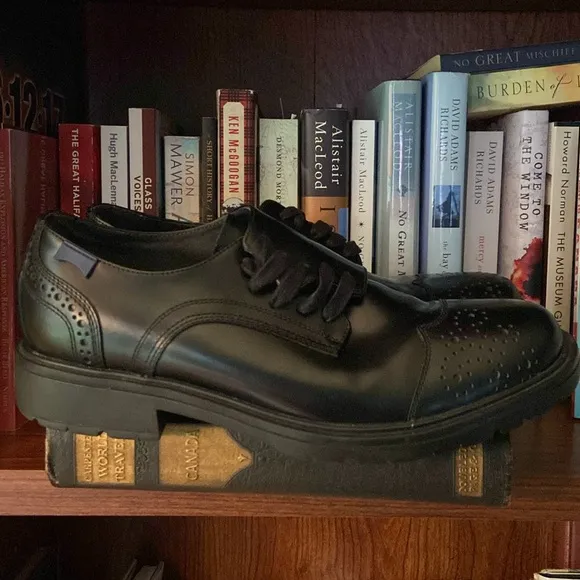 Camper TWINS Black Leather Lace-up Oxford Shoe EU 41 Mens Size 8 Women's Size 10